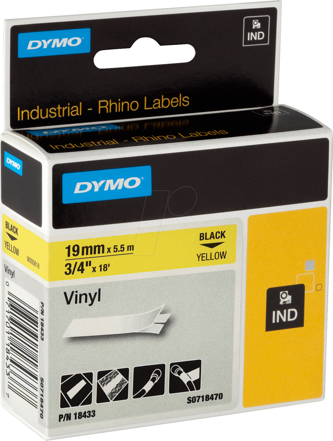 DYMO IND 18433 - DYMO IND Band Vinyl, 19 mm, farbig