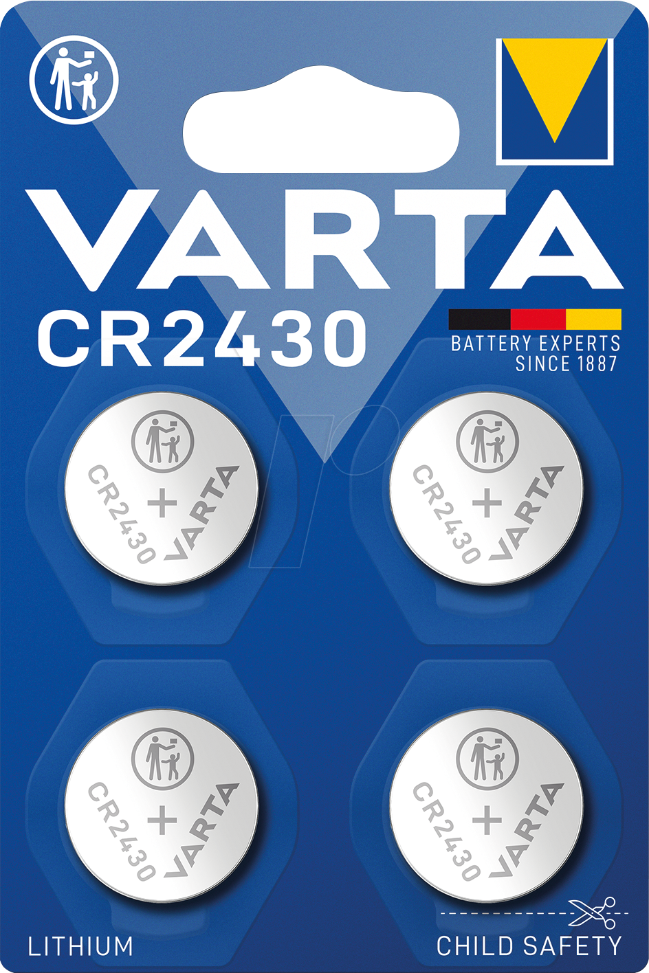 CR 2430 VAR 4X - Lithium-Knopfzelle CR2430, 24,0x3,0 mm, 4er-Pack
