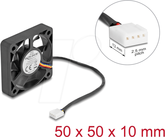 DELOCK 67314 - Axiallüfter 12 V DC, 50 x 50 x 10 mm schwarz