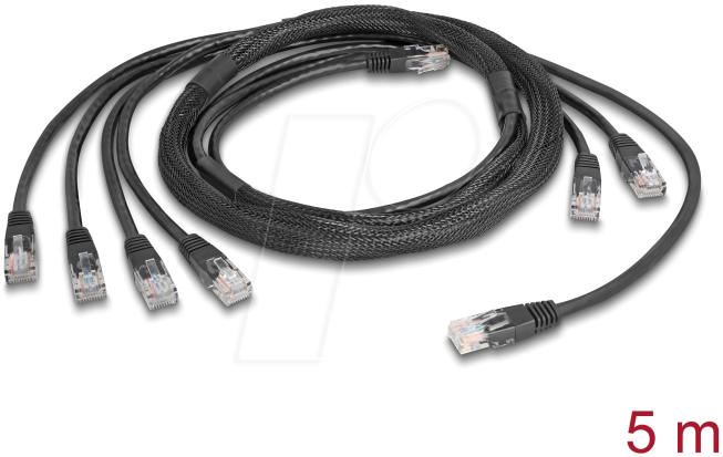 DELOCK 90121 - Trunkkabel, 4x RJ45, Cat.5e, UTP, 5 m, schwarz