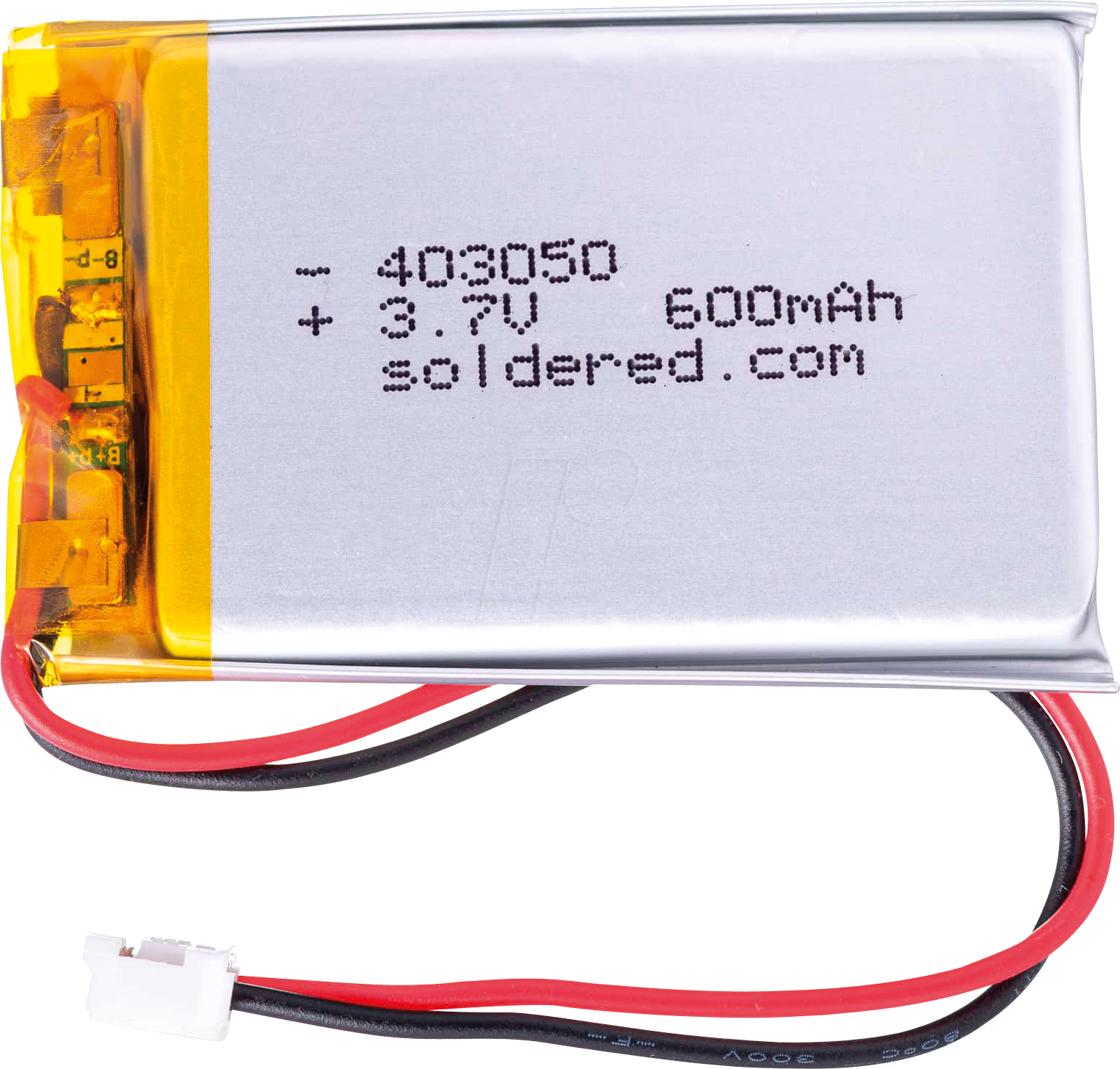 AKKU SOLD333279 - Li-Ion Akku, SOLDERED 333279, 600 mAh, 3,7 V