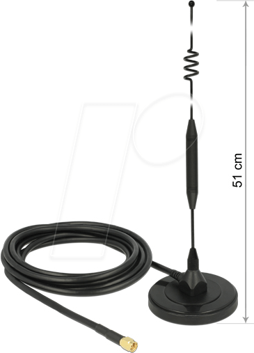 DELOCK 12429 - GSM-Antenne mit Magnetfuß, 4G, 6 dBi, 3 m