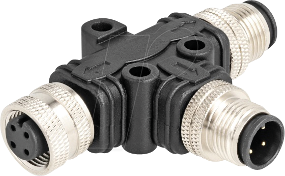 DELOCK 60580 - M12 T-Splitter, A-kodiert, 4 Pin, 1x Stecker > 1x St. / 1x Bu.