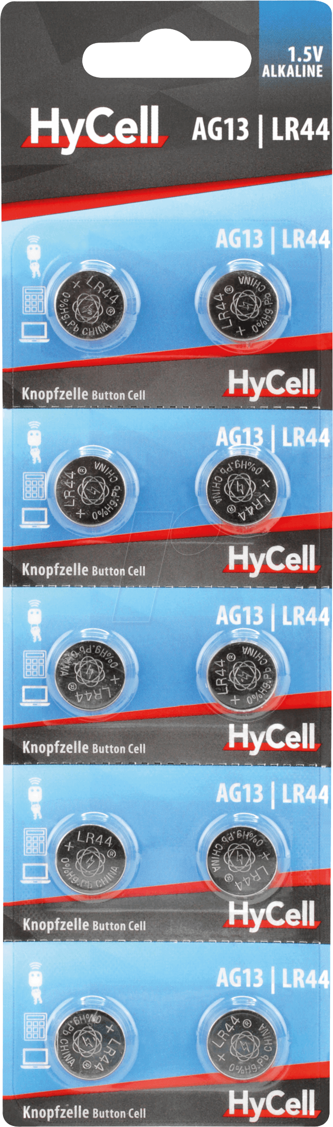 HC 10XLR44 - Alkaline Knopfzelle, LR44, 10er-Pack