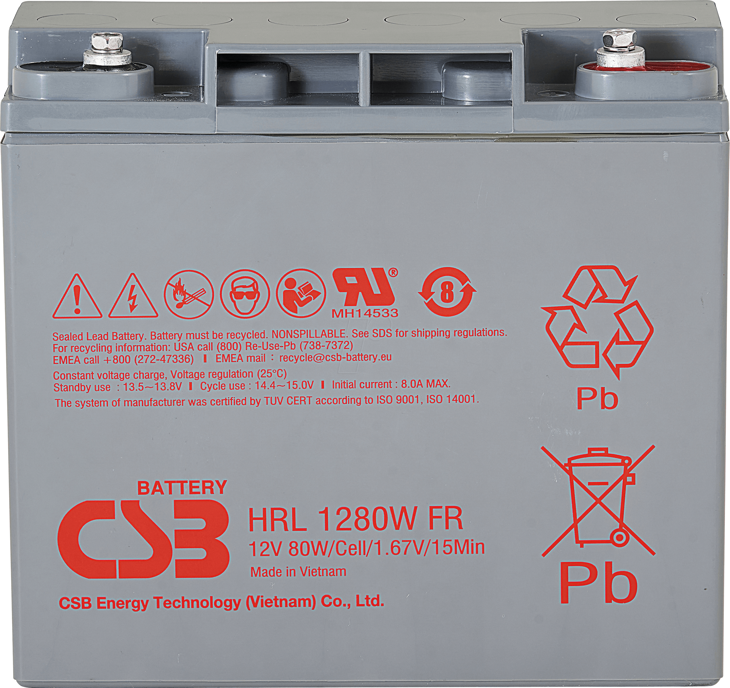 CSB HRL1280WFR - Blei-Vlies-Akku, Hochstromakku, 12 V, 20 Ah, 80 W