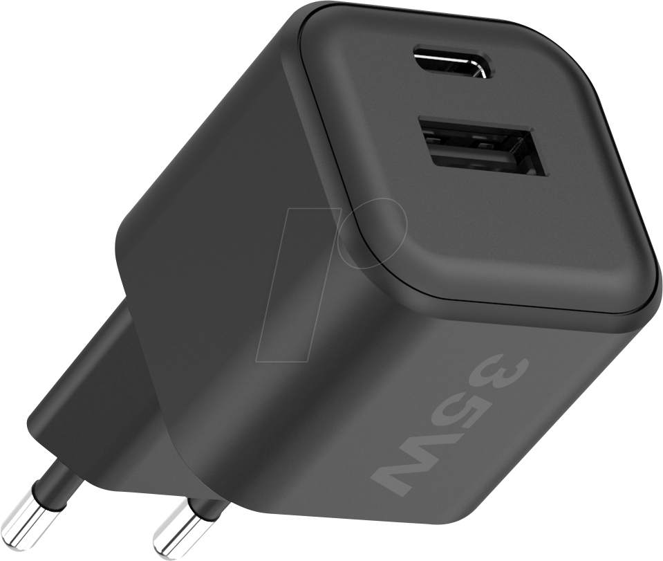 Thumbnail - FONTASTIC 263705 - USB-Ladegerät, 35W, 1x USB-C (PD), 1x USB-A, GaN, schwarz