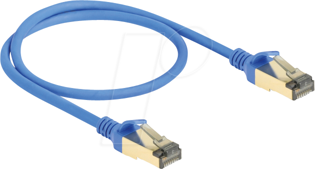 DELOCK 80332 - Patchkabel, Cat.8.1, F/FTP, Slim, 0,5 m, blau