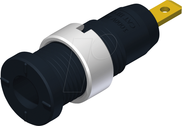 MSEB 2610 F28 SW - Einbaubuchse, 2 mm, schwarz, gesichert mit Flachstecker