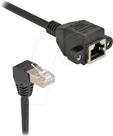DELOCK 80311 - Patchkabelverlängerung, Cat.6a, S/FTP, 90° gewinkelt, 1 m