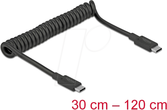 DELOCK 85350 - USB 10 Gb/s Spiralkabel, C Stecker auf Stecker, bis 1,2 m