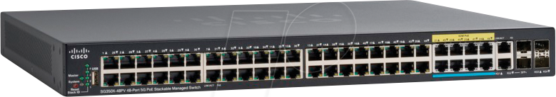 CISCO SG350X48PV - Switch, 52-Port, Gigabit Ethernet, PoE++, RJ45/SFP+, SFP+