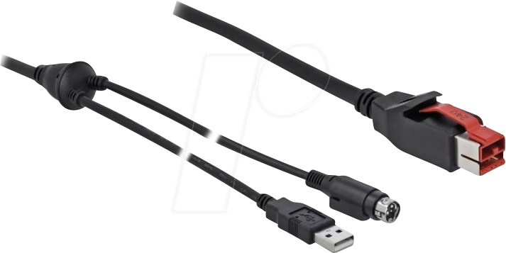DELOCK 85942 - PoweredUSB Kabel Stecker 24V > USB-A + Mini-DIN 3 Pin, 3 m