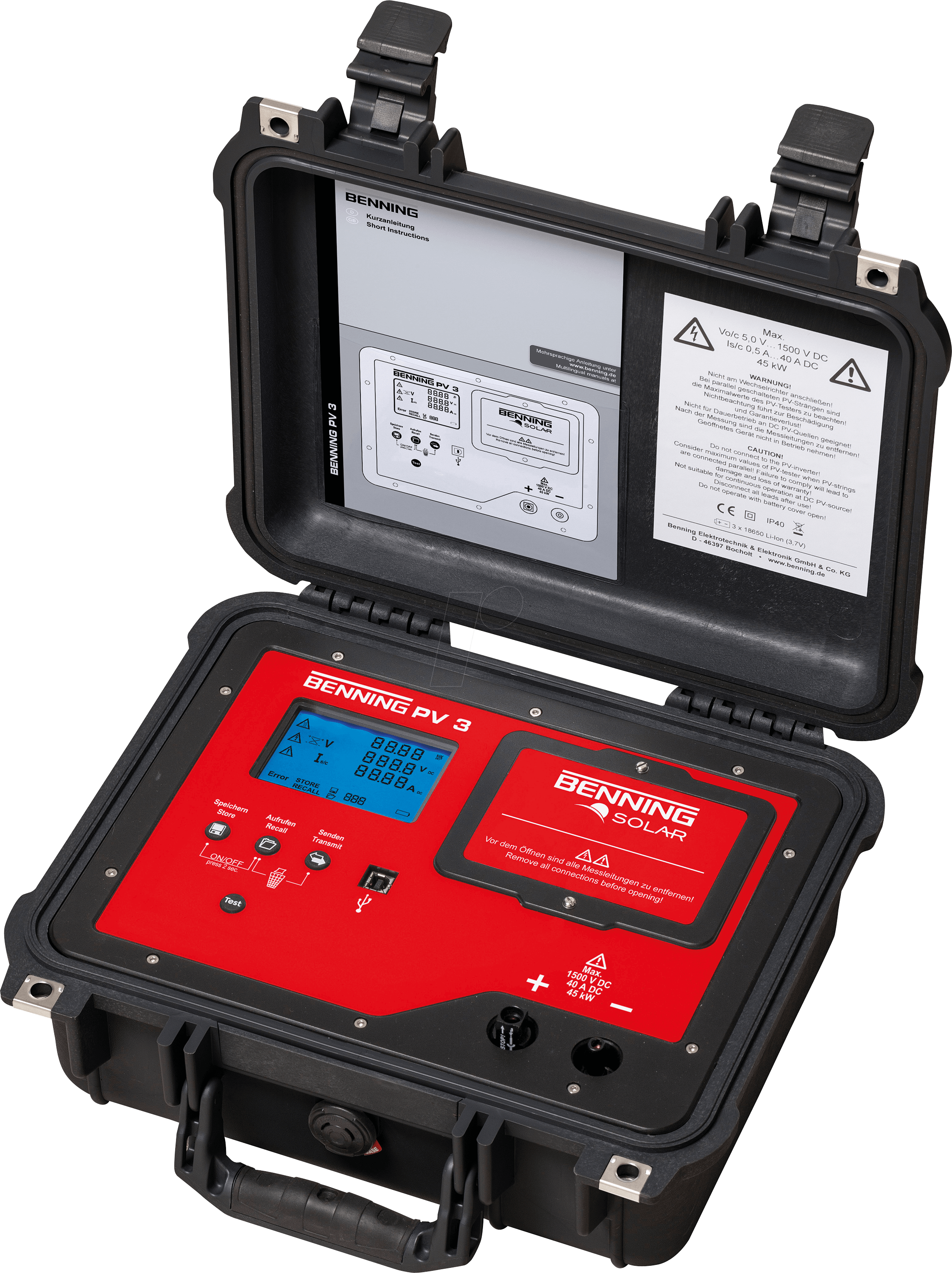 BENNING PV 3 - Installationsprüfgerät PV 3 für Photovoltaik, 1500 V, USB