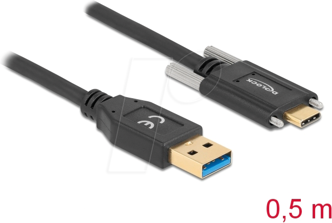DELOCK 84007 - USB 10 Gb/s Kabel, A Stecker auf C Stecker, Schrauben seitlich,