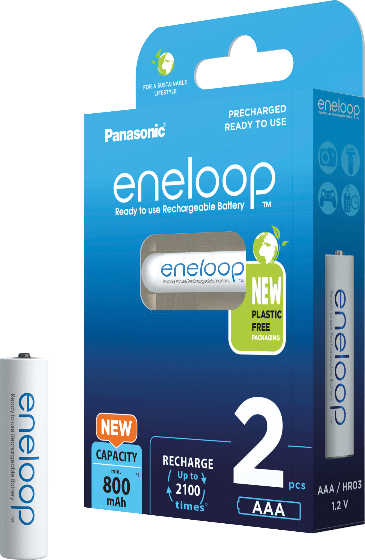ENELOOP 2XAAAB - eneloop, NiMh Akku, AAA (Micro), 800 mAh, 2er-Pack