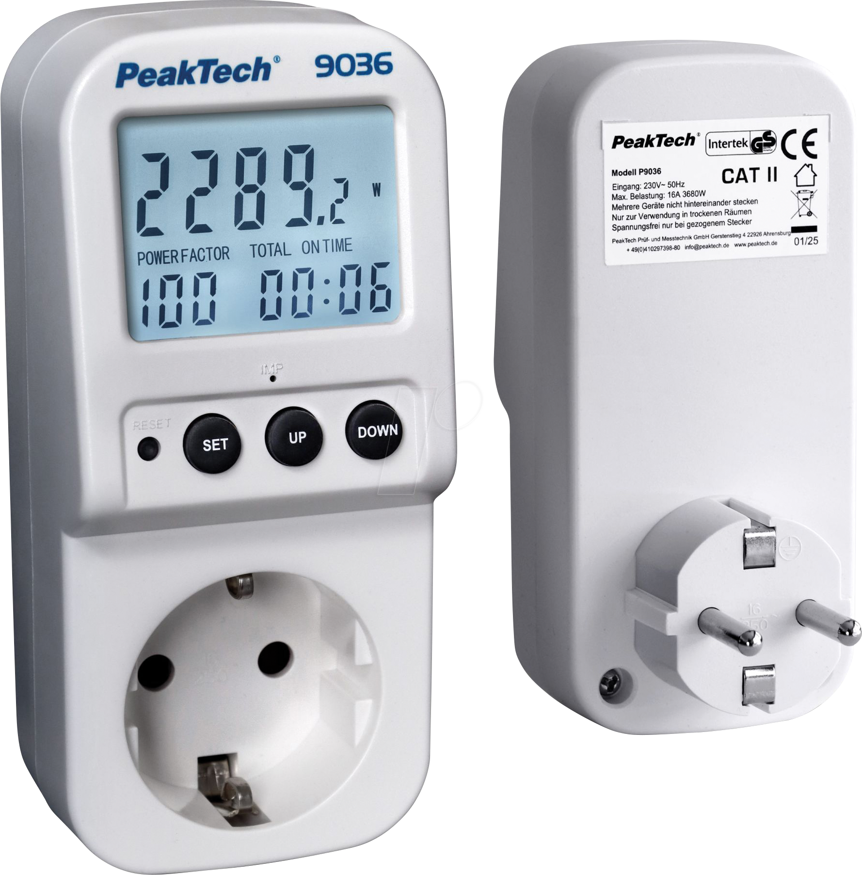 PEAKTECH 9036 - Energiekostenmessgerät, digital, mit beleuchteter LCD-Anzeige