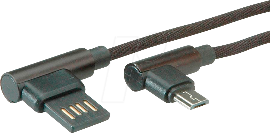 Thumbnail - ROLINE 11028720 - USB 2.0 Kabel, A rev. St auf Micro B St, gewinkelt, 0,8 m