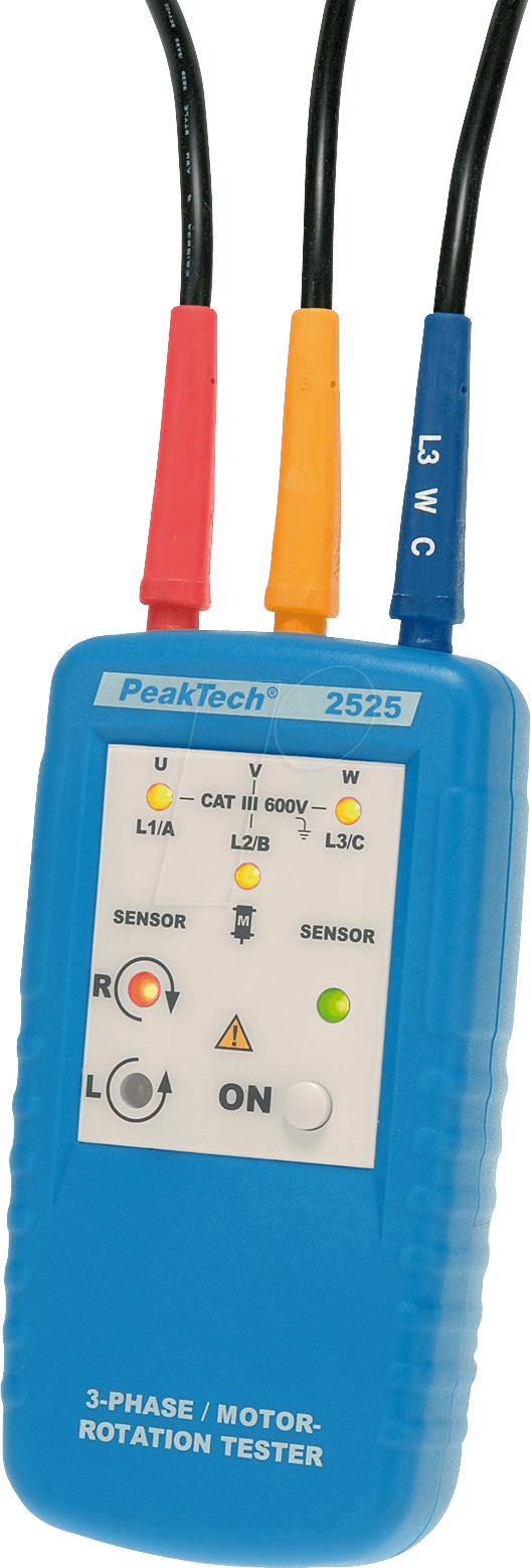 PEAKTECH 2525 - Motor-Drehrichtungsanzeiger, 1 - 400 V AC (Drehrichtung)