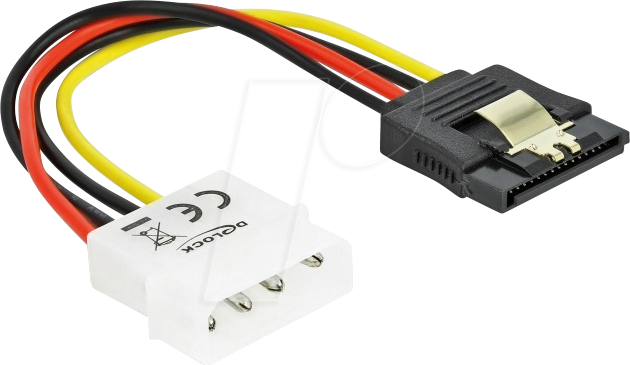 DELOCK 60120 - Kabel Power SATA HDD > Molex 4 Pin Stecker mit Metall Clip - ger