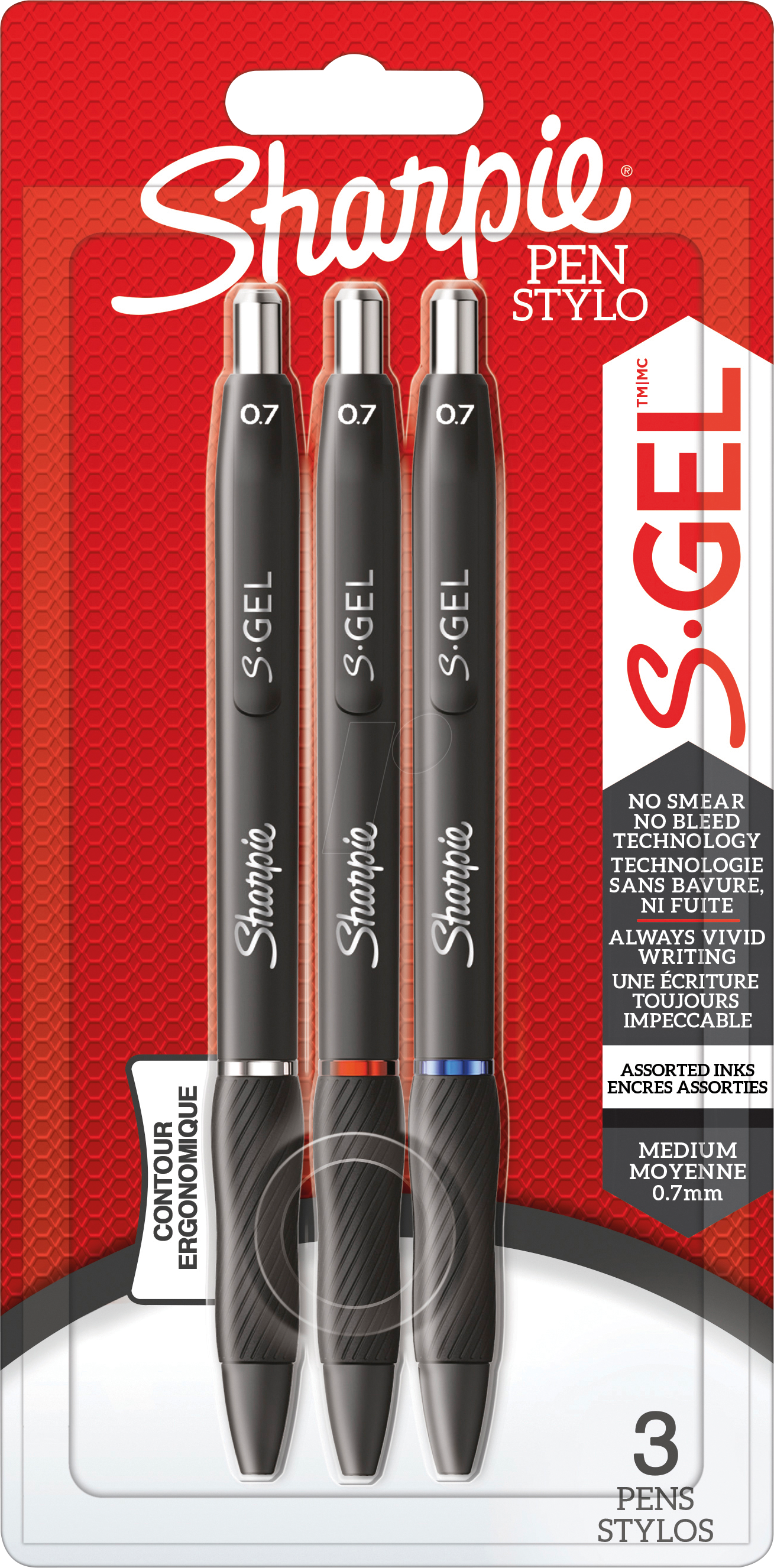 SHARPIE 2136596 - Sharpie S-Gel Gelroller, 0,7 mm, 3er Set