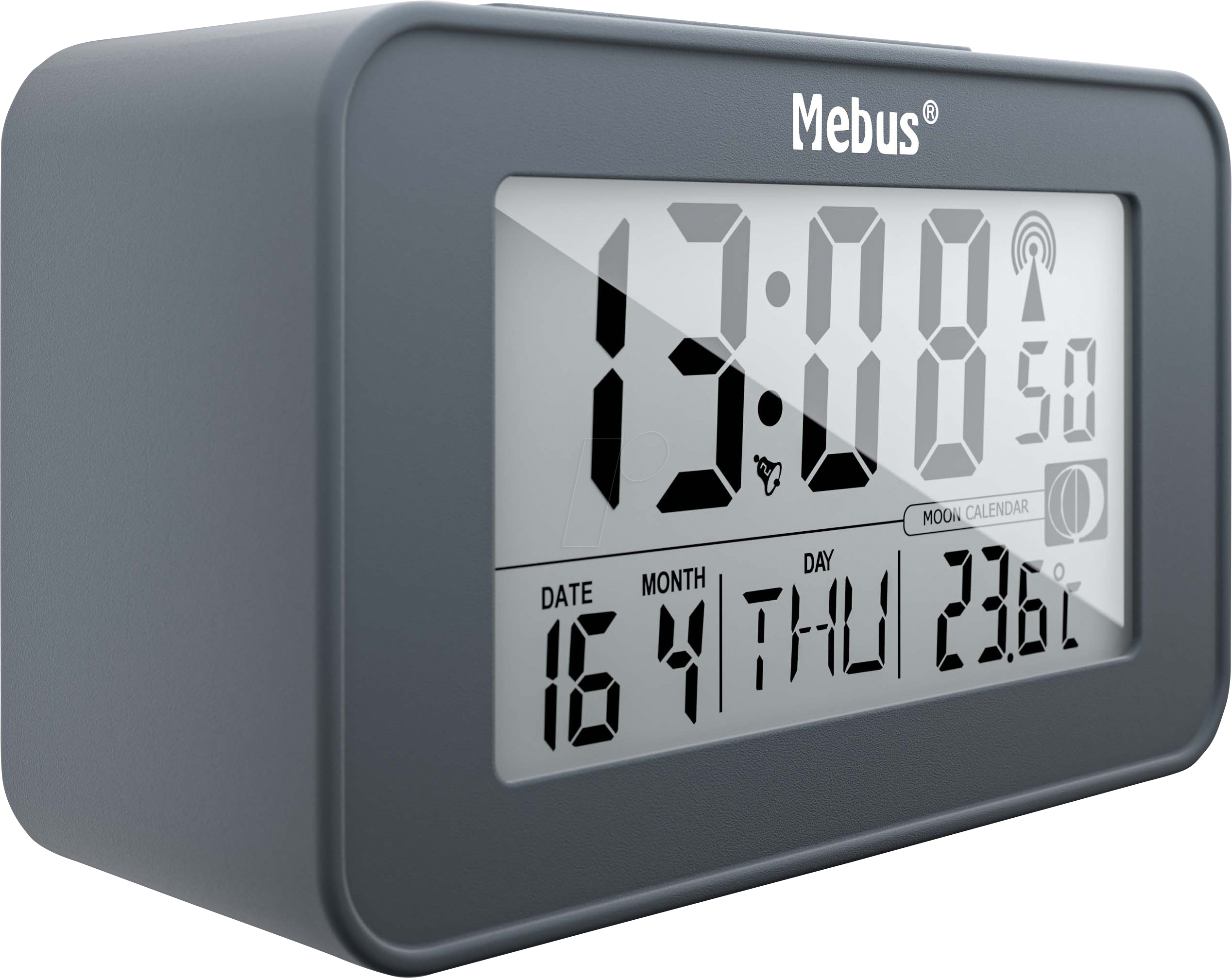 MEBUS 51460 - Funkwecker digital, Mondphasenanzeige, schwarz