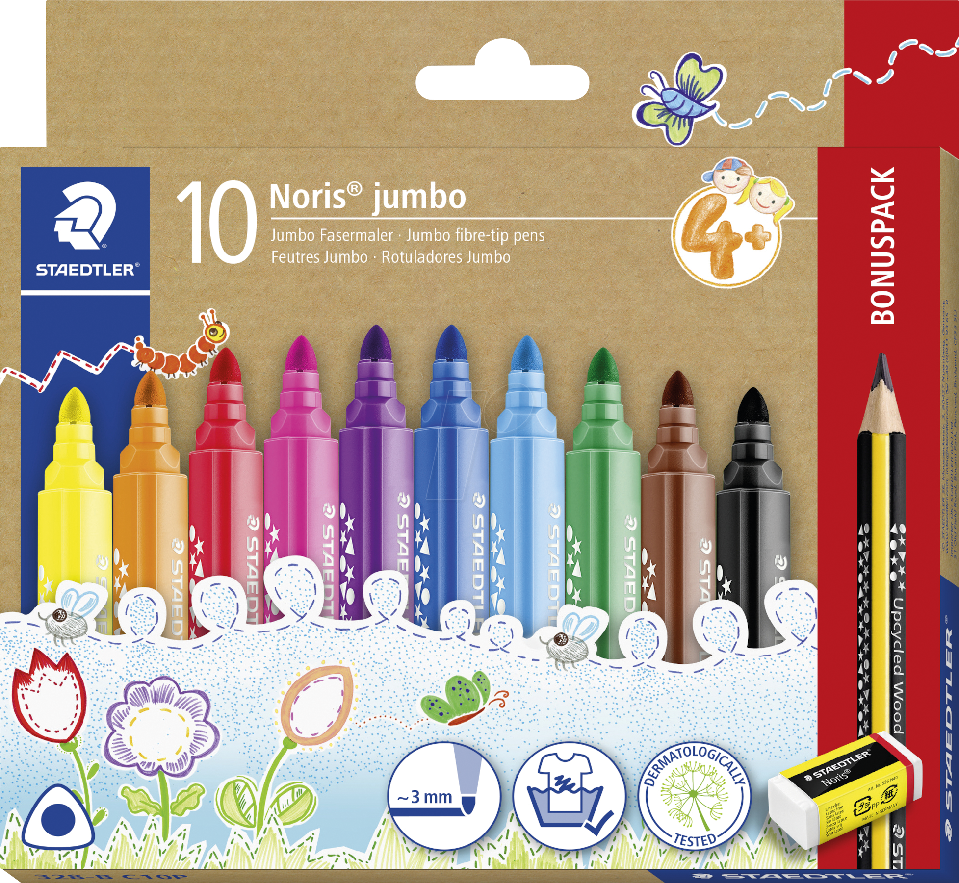 STAEDTLER 328BC1 - Fasermaler, 3 mm, 10 Farben, Box