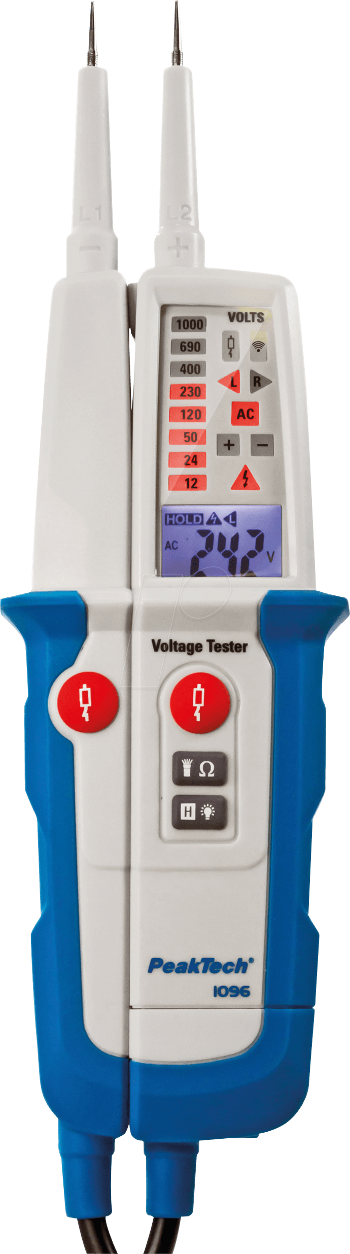 PEAKTECH 1096 - Spannungsprüfer, 6 - 1000 V AC/DC, LCD, FI-Test