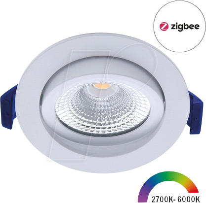 Thumbnail - ECO-DIM 10079 - LED Einbaustrahler, Zigbee, dimmbar, 6 W, 450 lm, RGBW, rund, we