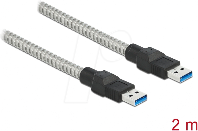 DELOCK 86776 - USB 5 Gb/s Kabel, A Stecker auf A Stecker,Metallmantel 2 m