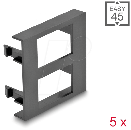 Thumbnail - DELOCK 81401 - Easy 45 Modulblende 2x Rechteck 17 x 24,3 mm, 5 Stück, schwarz