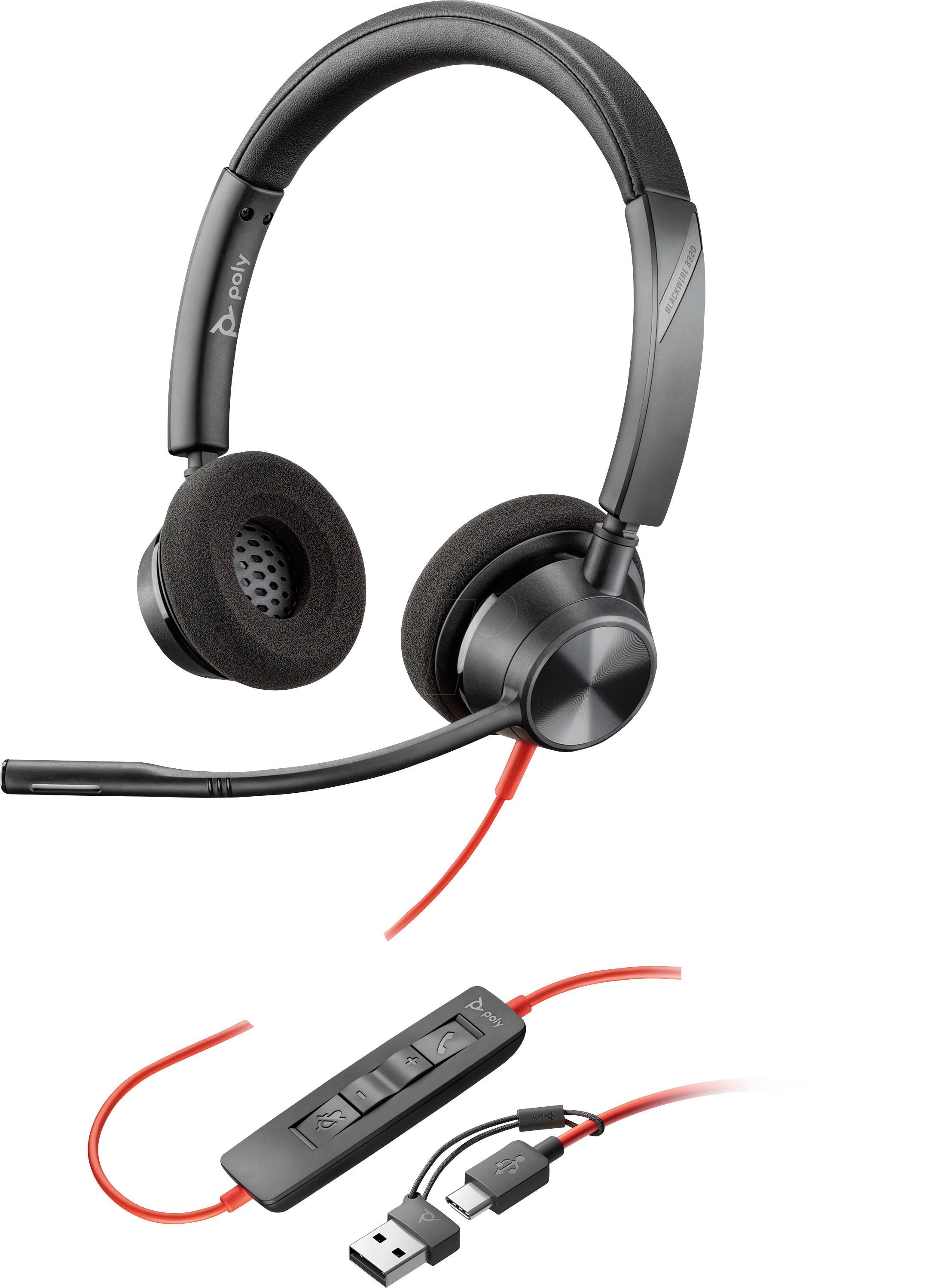 HP 8X219AA - Headset, Blackwire 3320, Stereo, USB-C +USB-C/A