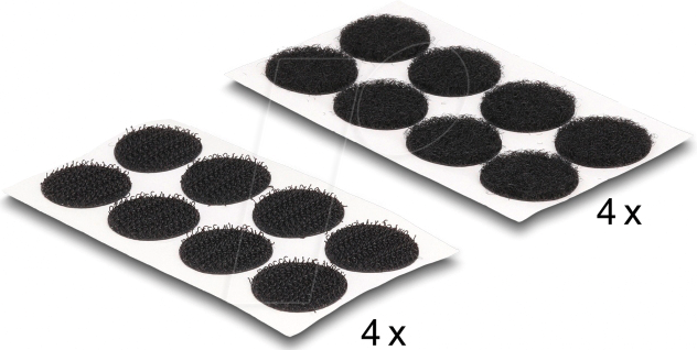 DELOCK 19088 - Klettpunkte, rund, selbstklebend, 64 Stück, schwarz
