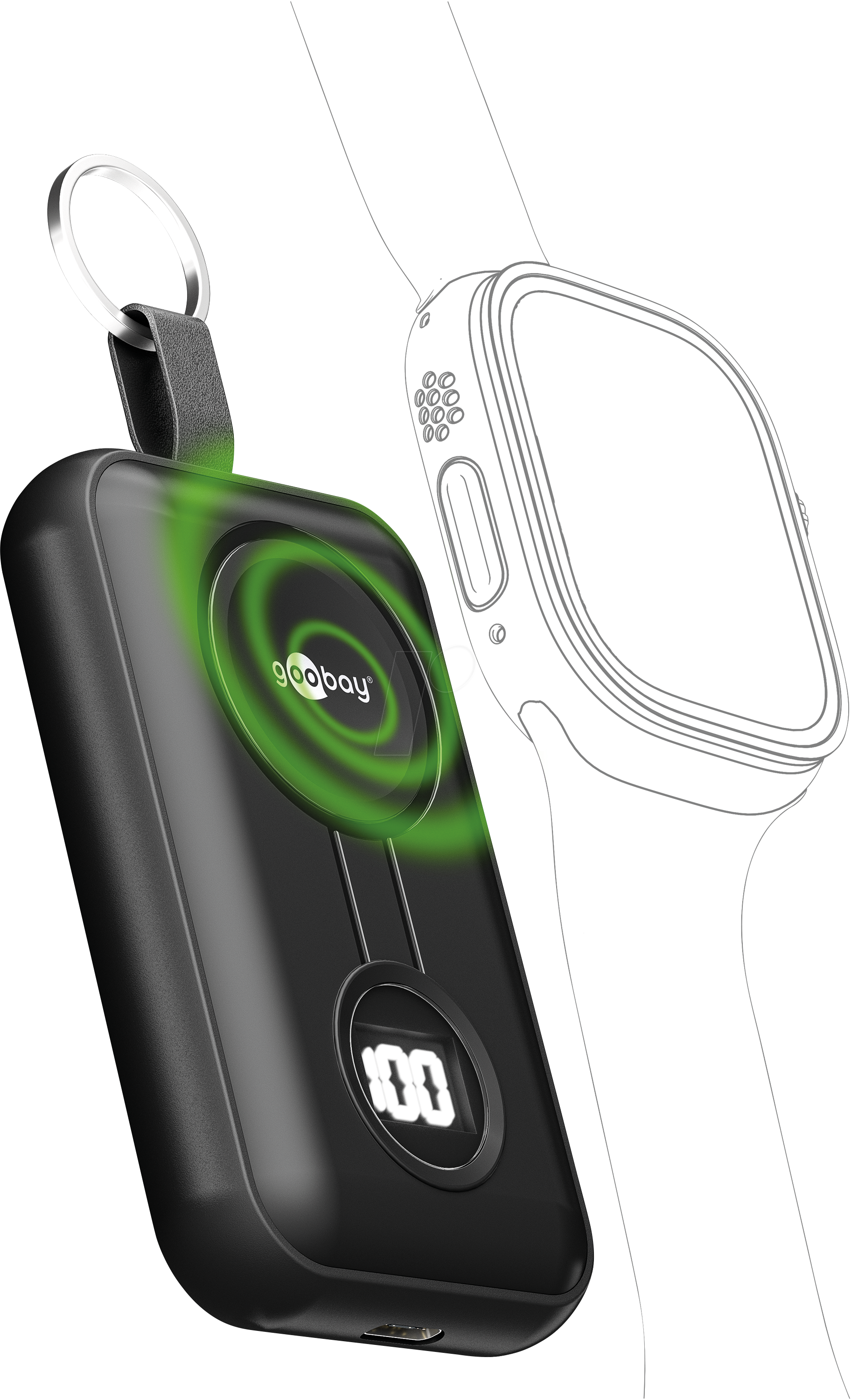 GOOBAY 76253 - Powerbank, MagSafe, 2500 mAh, USB-C, für Apple Watch