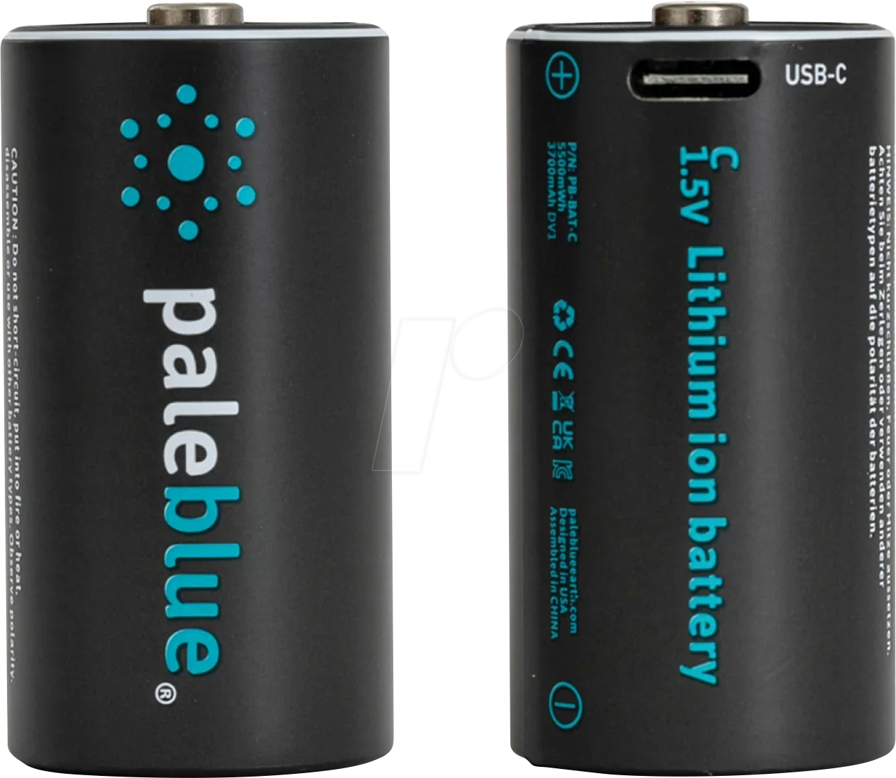 PABU 2X C USB - Li-Ion-Akku, C (Baby), 1,5 V, 3700 mAh, USB-C, 2er-Pack