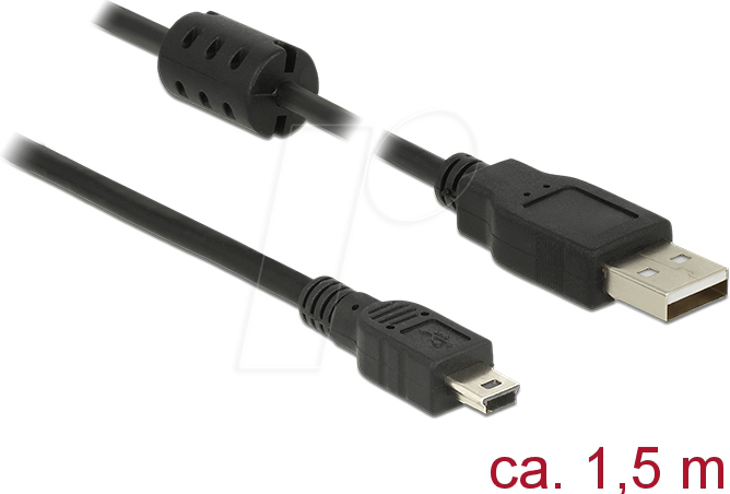Thumbnail - DELOCK 84913 - Delock Kabel USB 2.0 A Stecker > Mini-B Stecker 1,5 m