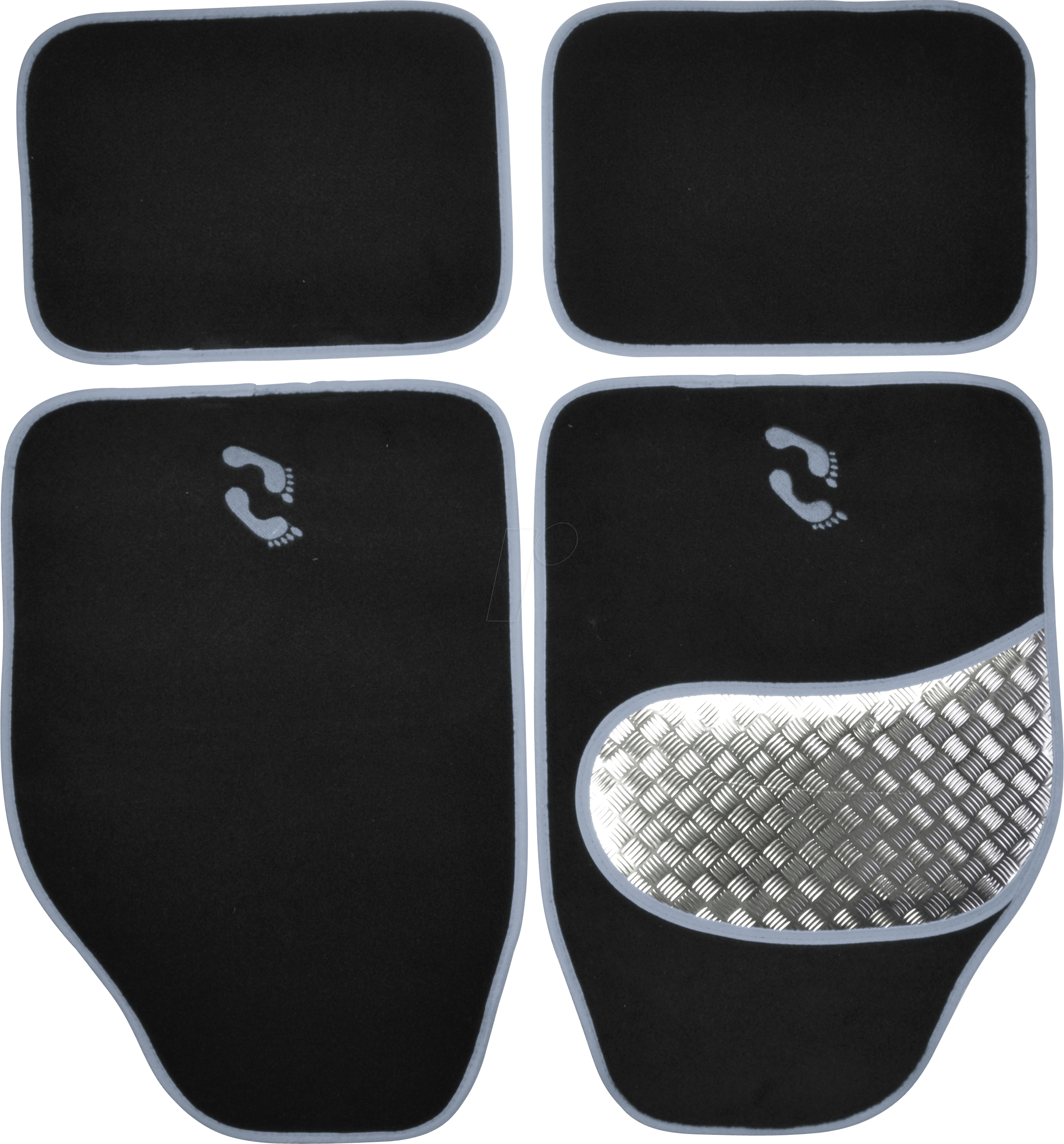 KFZ 38965 - KFZ - Fußmatte, Alu-Look-Pad, grau, 4-teilig