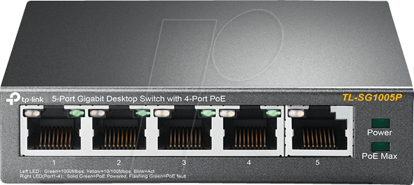 TPLINK TLSG1005P - Switch, 5-Port, Gigabit Ethernet, PoE
