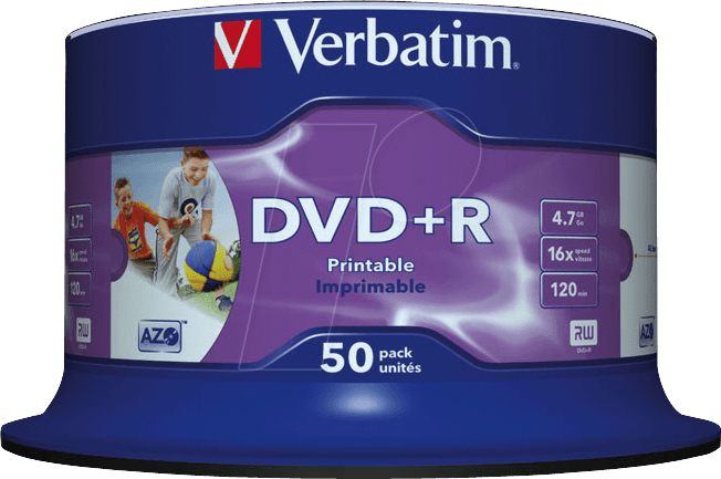 DVD+R4,7 VER50PN - Verbatim DVD+R 4,7GB, 50-er, Inkjet printable