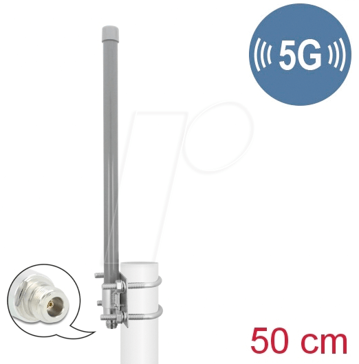 DELOCK 90417 - Antenne, 5G, 3,3 - 3,8 GHz, 8 dBi 50 cm omnidirektional