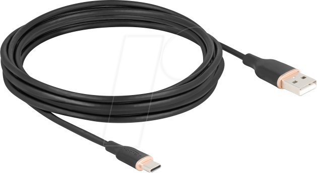DELOCK 81228 - USB 2.0 Kabel, A Stecker > C Stecker, Silikon, schwarz, 4,0 m