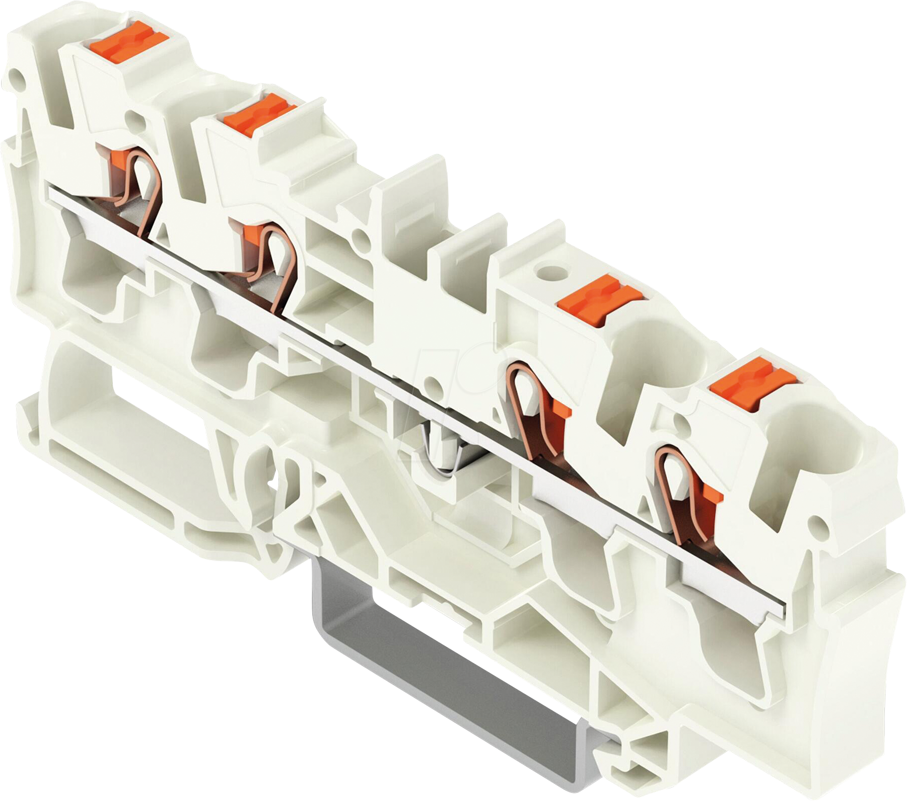 WAGO 2204-1409 - 4-Leiter-Durchgangsklemme, mit Drücker 4 mm², lichtgrau