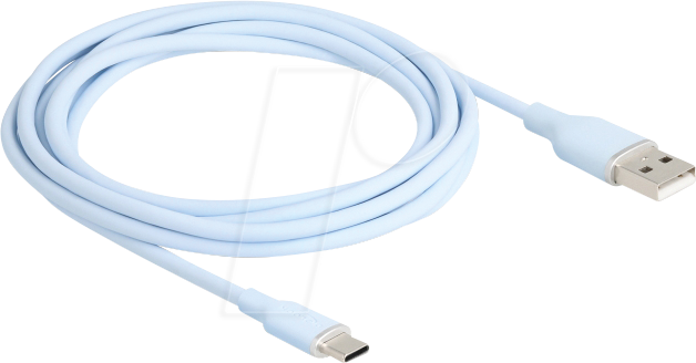 DELOCK 81223 - USB 2.0 Kabel, A Stecker > C Stecker, Silikon, blau, 2,5 m