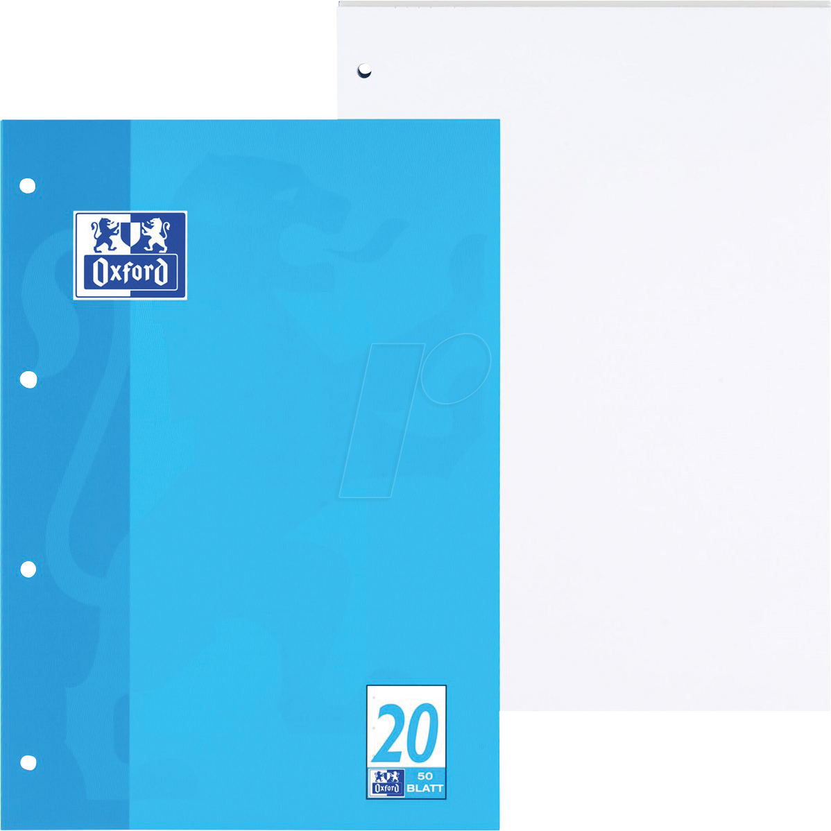OXFORD 100050354 - Briefblock A4, blanko, 50 Blatt, Lineatur 20, gelocht