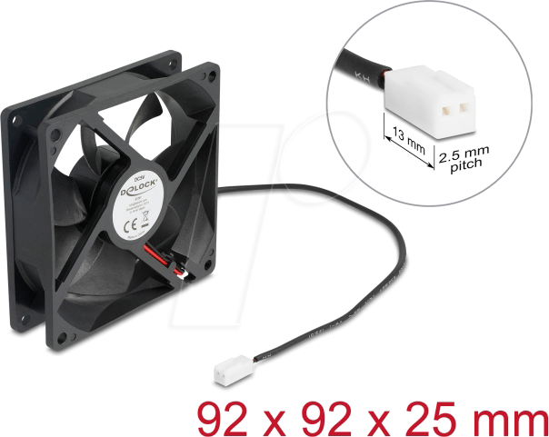 DELOCK 67291 - Axiallüfter 5 V DC, 92 x 92 x 25 mm schwarz
