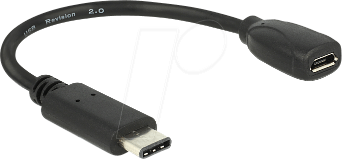 DELOCK 65578 - USB 2.0 Kabel, C Stecker auf Micro-B Buchse, 0,15 m