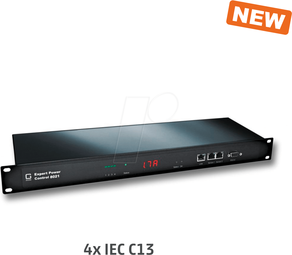 GUDE 8021-1 - PDU, 2 x Sensor, 4 x IEC C13