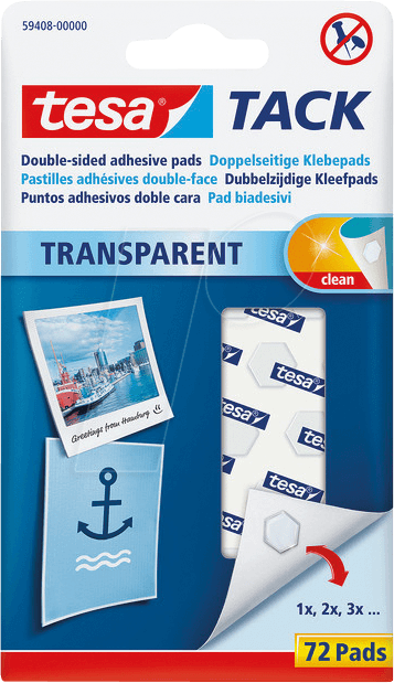 TESA 59408 - tesa® TACK doppelseitige Klebepads, 72 Stück