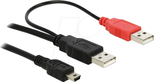 DELOCK 82447 - USB 2.0 Kabel 2x USB-A Stecker > USB mini 5-pol