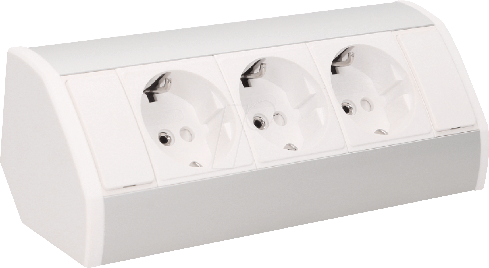 MCP 534-784 - Tischsteckdose, 3-fach, Typ F - CEE 7/3, silber/weiß