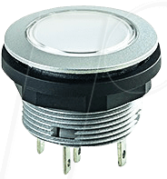 SCTLF - Drucktaster - 1 W, taktil, LED weiß, silber